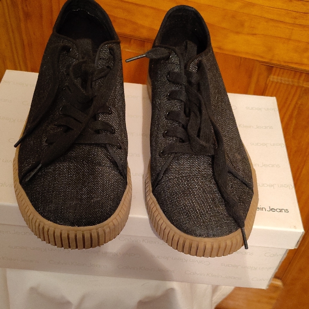 Calvin Klein Charcoal Sneakers with Tan Sole
